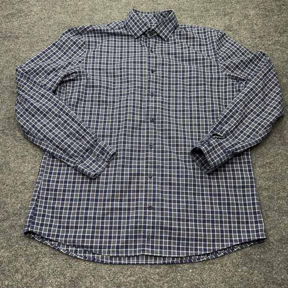 johnnie-O Other - Johnnie-O Mens Navy White Windowpane Check Cotton Button Down Shirt Large